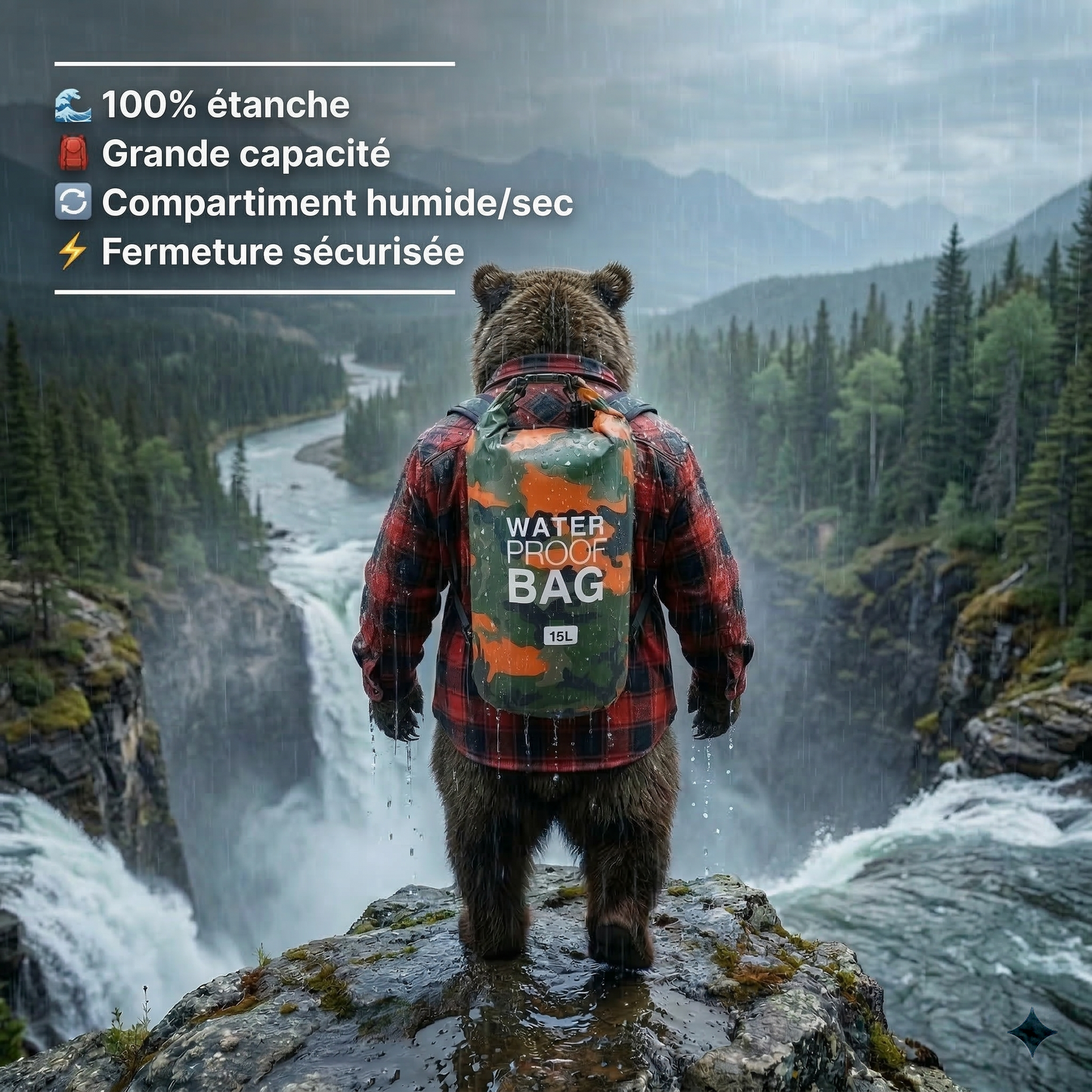 Sac à dos imperméable camouflage