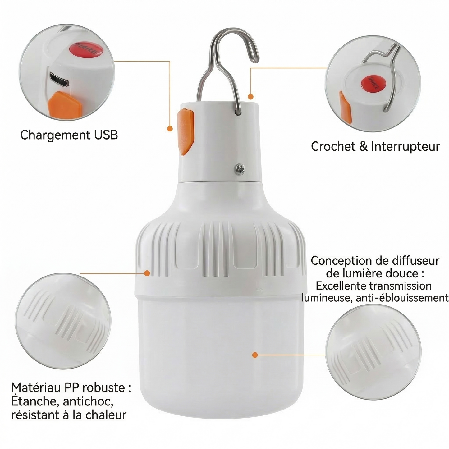 Lampe LED Rechargeable Outdoor – Éclairage Puissant et Portable