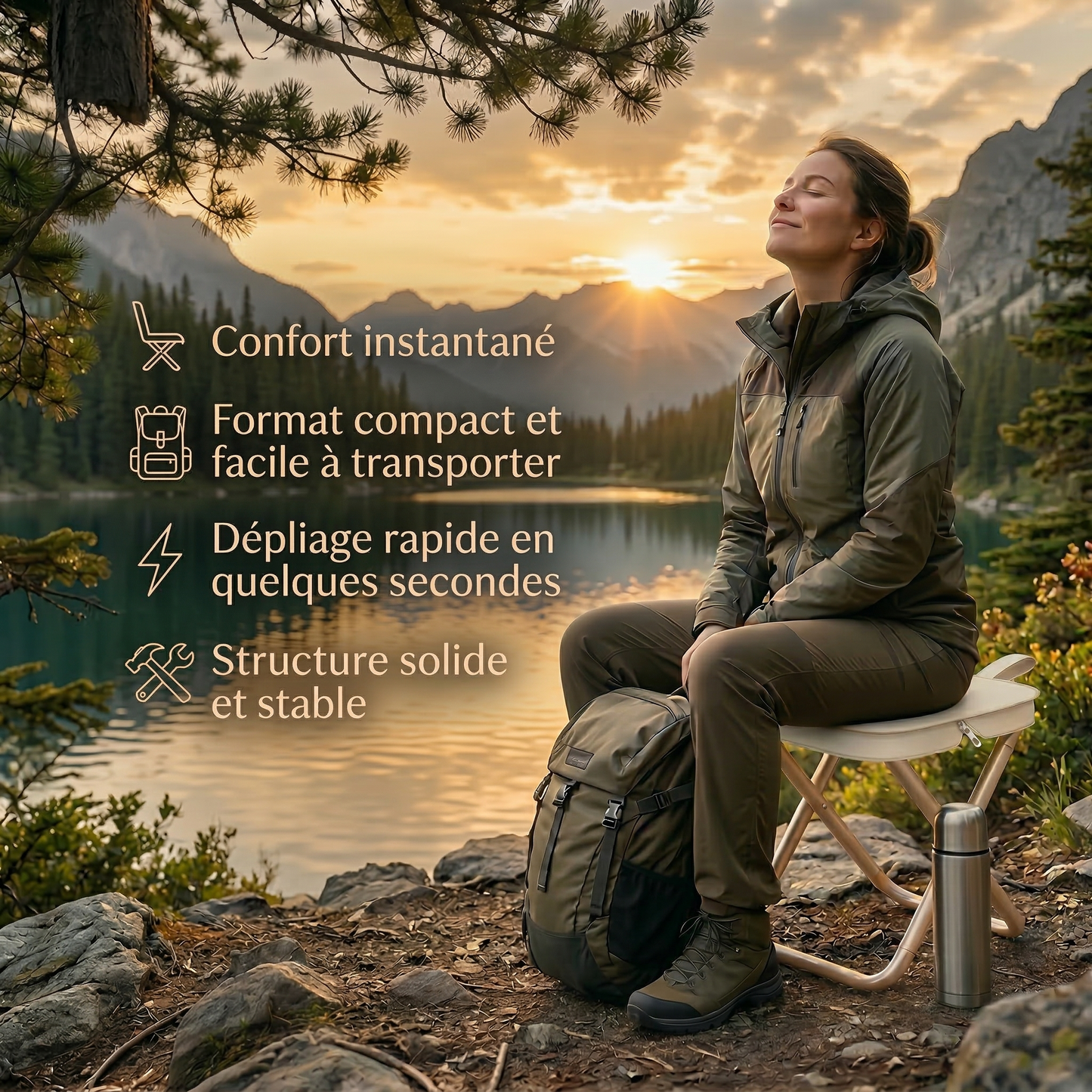 Chaise pliante multifonctionnelle portative de camping