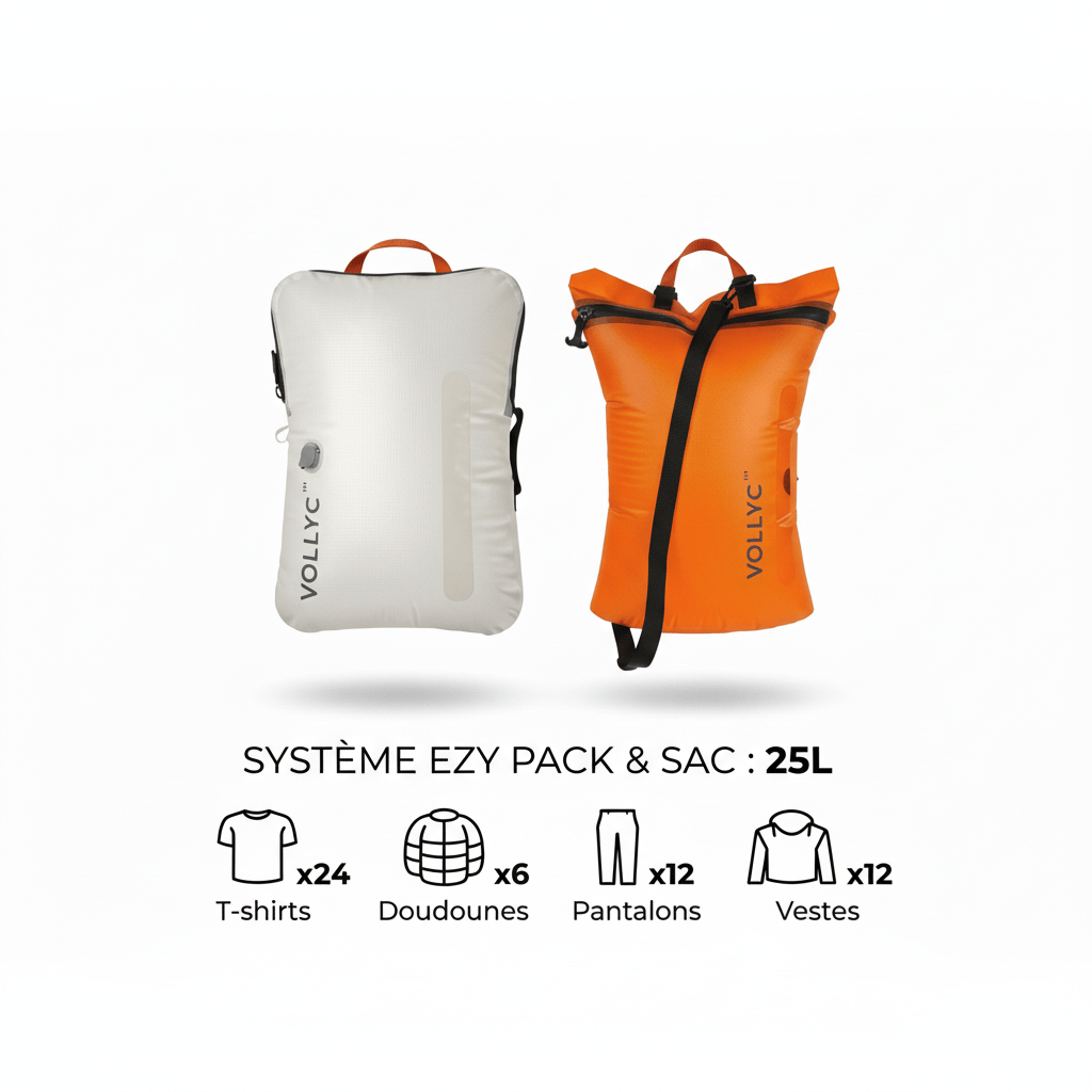 Sac de rangement sous vide de 25L en nylon imperméable et indéchirable