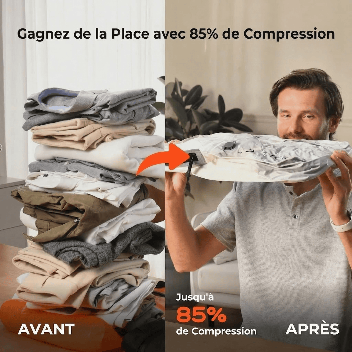 Cabane de l'ours Sac de rangement sous vide de 25L en nylon imperméable et indéchirable