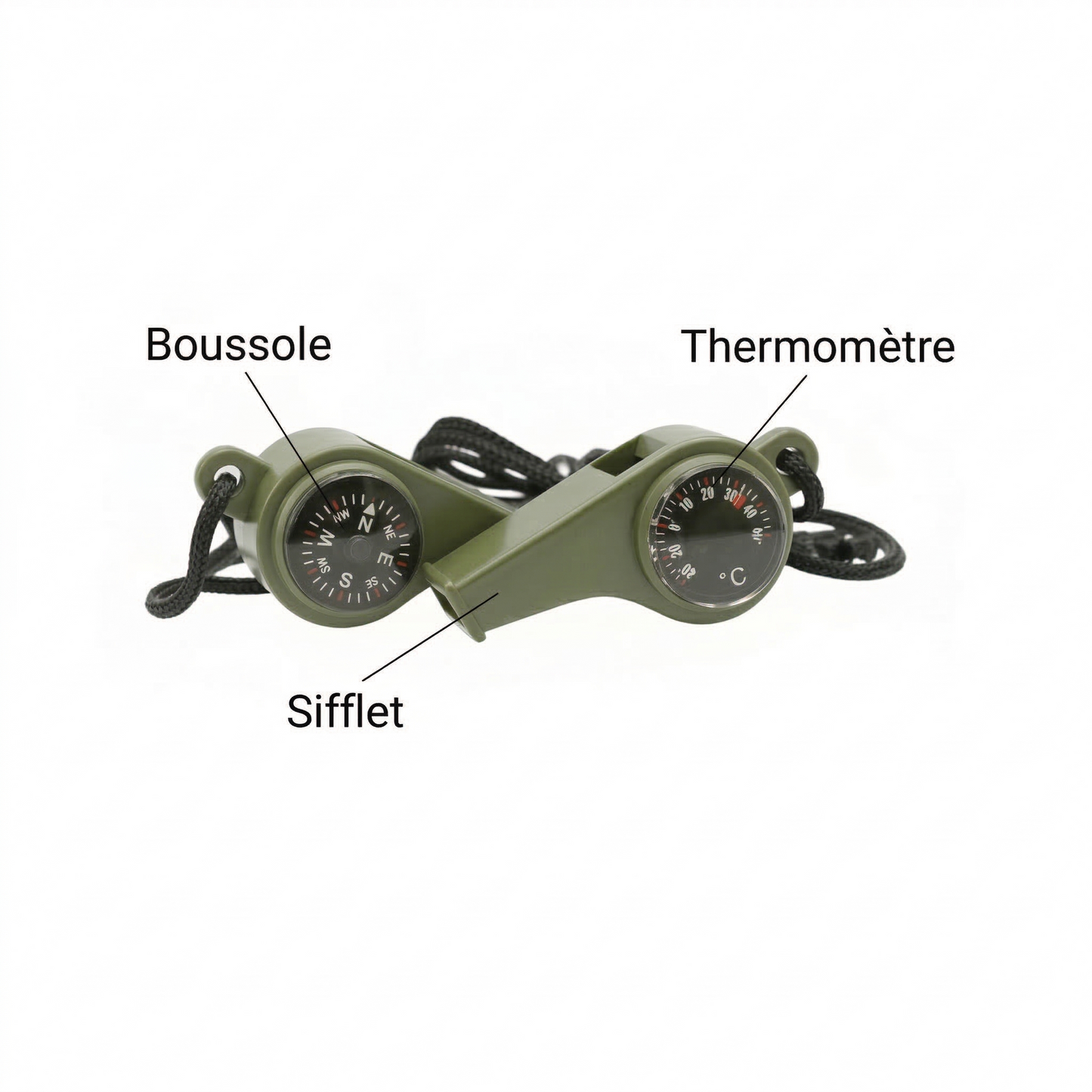 Sifflet de Survie Multifonction 3-en-1